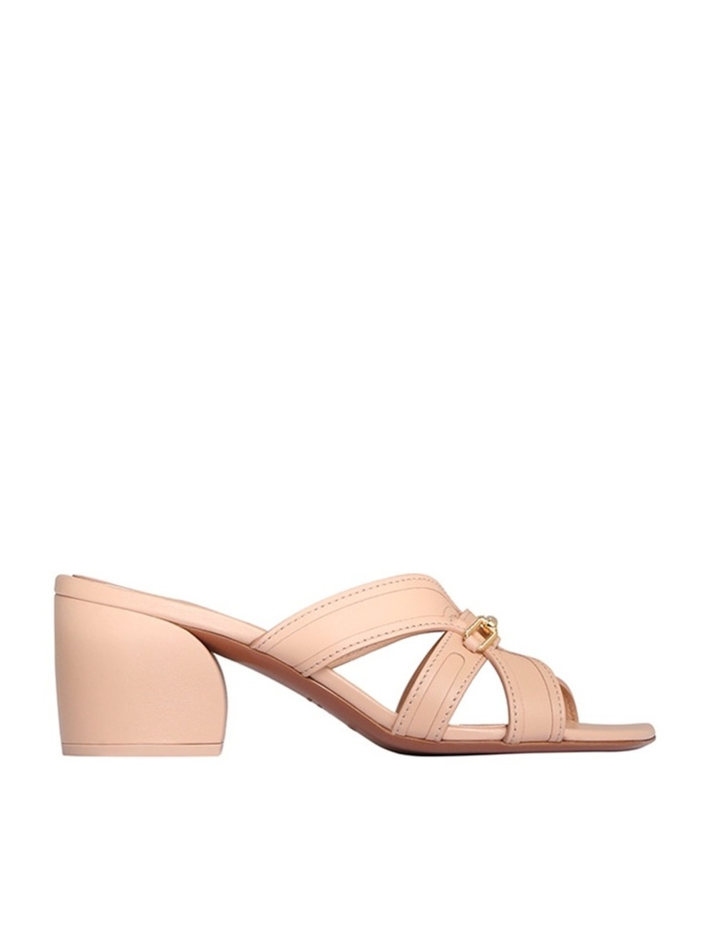 ZIMMERMANN Prisma 65 Leather Mules Nude Gold Hardware Size 40